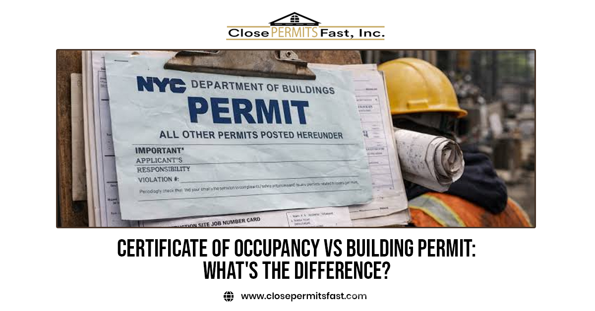 Certificate of Occupancy vs Building Permit in Florida showing the difference between a building permit and a certificate of occupancy for construction, inspections, and code compliance.